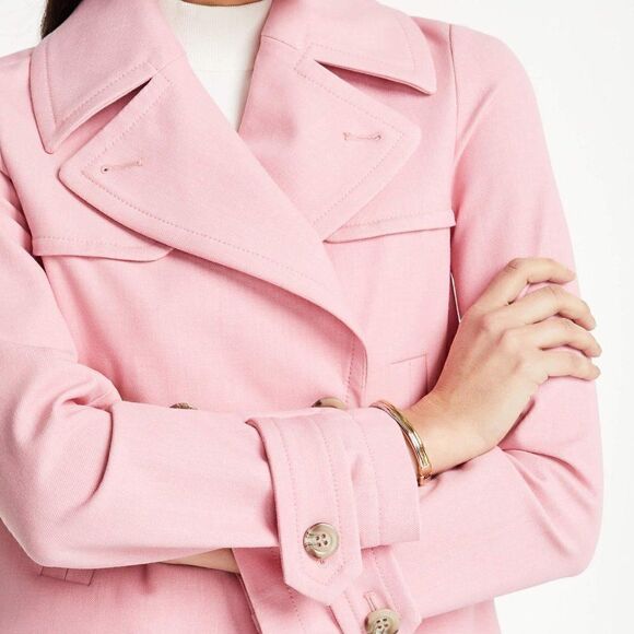 Ann Taylor Short Trench Coat Carnation Pink - Picture 2 of 6
